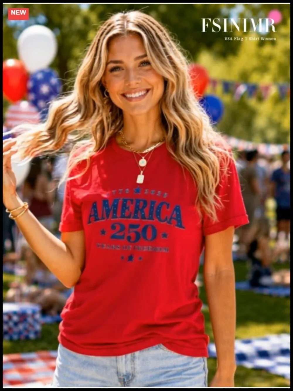 Patriotic USA Flag T-Shirt Women Short Sleeve 4th of July Top 1776-2026 Cotton